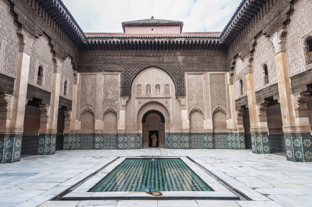 Ben Yussef Medersa main yard at Marrakech, Morocco