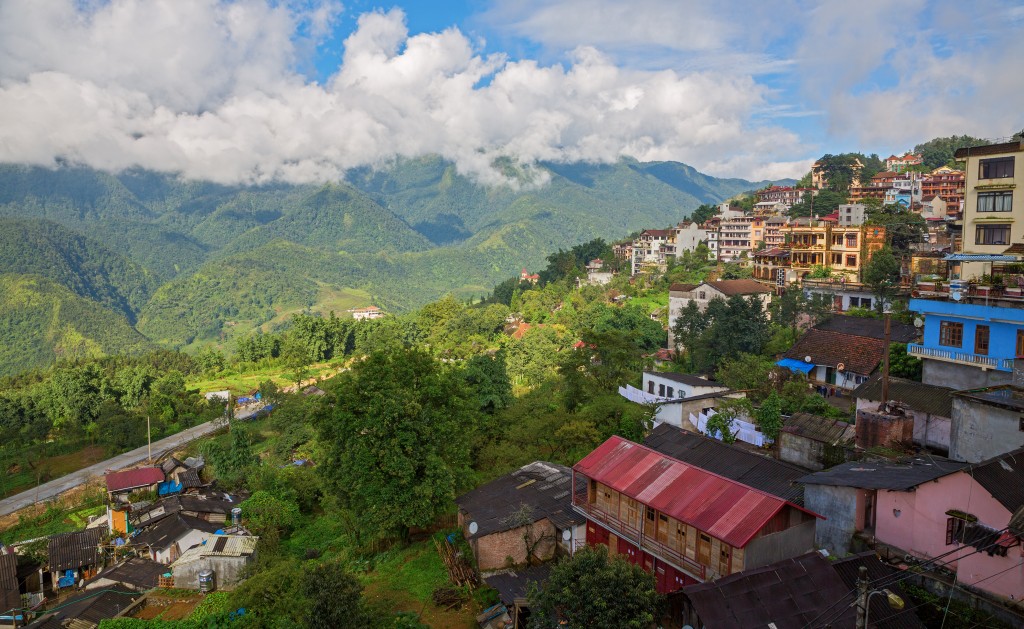 Sapa with clouds and mist, lao cai, vietnam landscapes