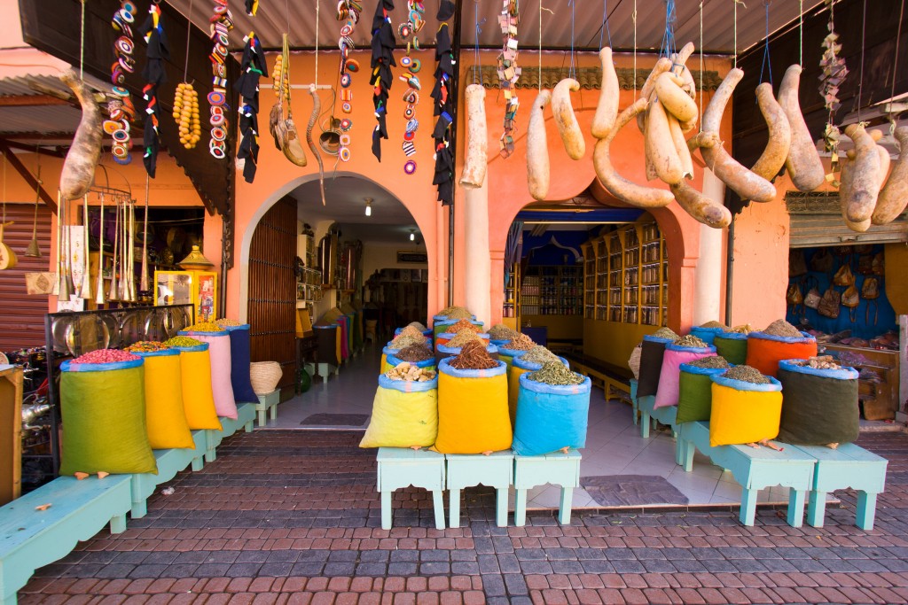 Spices shop in the souk of Marrakech, Morocco