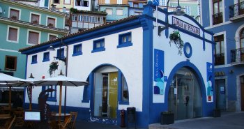 Vista panorámica de las casas de colores de Cudillero dispuestas en anfiteatro sobre el puerto pesquero