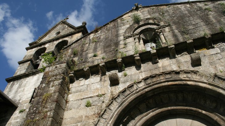Vista panorámica del casco medieval de Ribadavia con el castillo de los Sarmiento y los viñedos del Ribeiro al fondo